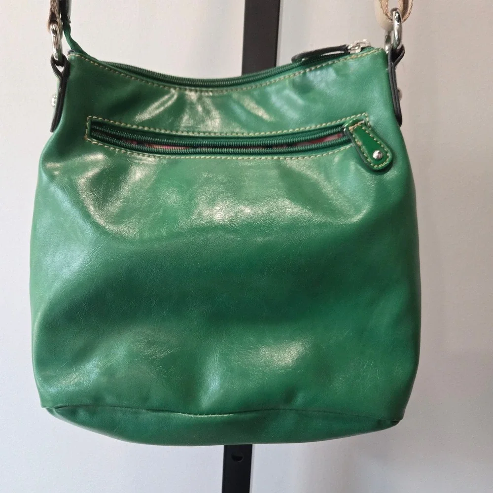 Franco Sarto Kelly Green Shoulder Sling Satchel Bag Purse Y2K Twee